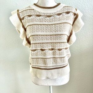 Elan Beige and White Knit Sweater